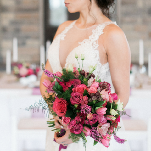Bright Pink Hot Design Lush flowers wedding bouquet bride bridal bridesmaid florist flowers