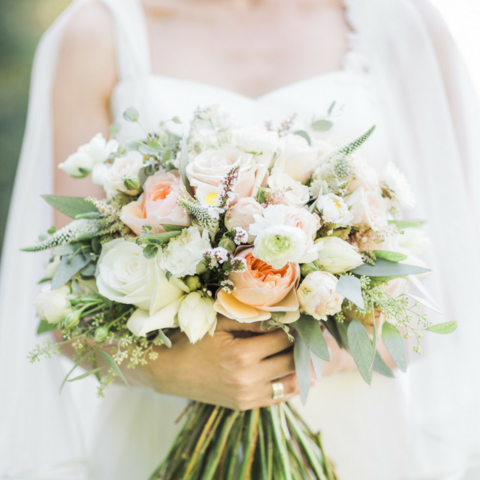 Luxe Wedding Flowers Florist Bridal Bouquet Peach Blush White Cream Florist Vancouver WA